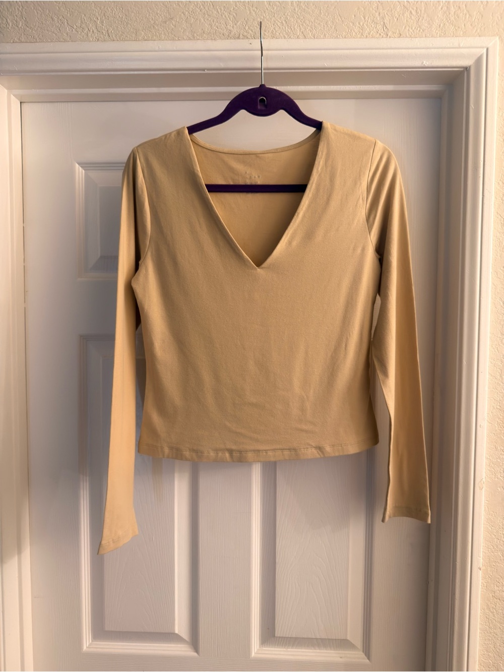 a new day Beige V-Neck Long Sleeve Top